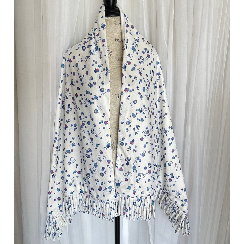 🌹SOLD🌹Vintage 80s Unique White Oversized Bubbles Polka Dots Scarf/Wrap